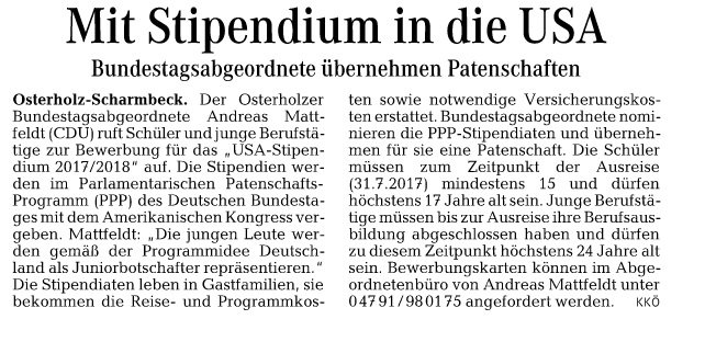 Die Norddeutsche 07.05. Mattfeldt PPP Aufruf