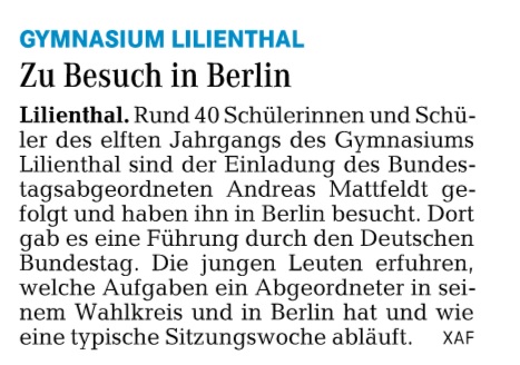 HP Wümme Zeitung 21.03.16 Gym Lilienthal